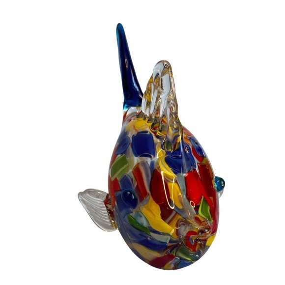 Murano Art Glass Fish Sculpture Handblown Multicolor Millefiori 8½"x 6½" - Picture 8 of 11